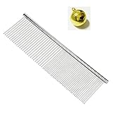 BPS Pet Grooming Comb 7-1/2 Inch Dog Combs,Metal Straight Comb,Stainless Steel Comb for Collie,Poodle,Yorkie,Maine Puppy Comb, Gift with Golden Bell (5x19cm)