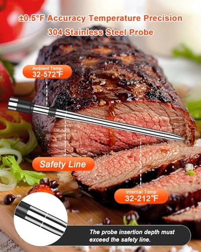 Image of Wireless Meat Thermometer with 2 Probes & 800Ft Range - Smart Bluetooth BBQ Grill Thermometer with Standalone Base, NIST Certified ±0.5F Accuracy