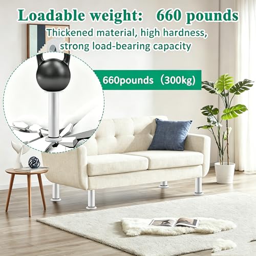 4PCS Metal Adjustable Bed Legs 7-12 Inch Adjustable Height Support Legs Replacement for Bed Frame, Heavy Duty Furniture Legs Replacement White Couch Sofa Leg for Cabinet Dresser by WIYYAN - Image 5