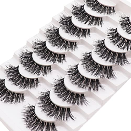 Losha WISPY LASHES-12-16MM-8 PAIRS Eyelashes Wispy Lashes Natural Look 8 Pairs Clear Band False Eyelashes Handmade Reusable Fake Eye Lashes Pack  thumb #3