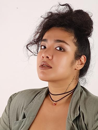 Sacina Layered Black Choker Necklace, Glass Teardrop Chocker, Black Necklace, Gothic Goth Boho Choker, Christmas Jewelry Gift For Women4