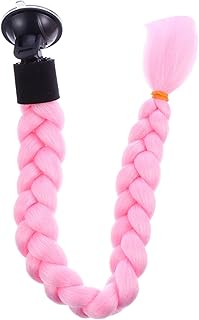 FAVOMOTO Capacete Trança Perucas Trançadas Aplique Rosa Acessórios Para Motocicletas Capacete De Cristal Tranças Perucas Para Mulheres Caudas De Cabelo De Motocicleta Ornamento De Capacete