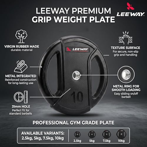Image of Leeway 20kg Combo | Home Gym Set for Men | Barbell Rod with Plates and Dumbbell Set | Dual Grip Rubber Coated Weight Plates, 3 Ft Curl + 5 Ft Rod (28mm) | Gym Equipments for Home Workout Zym (20kg Set (5X4))