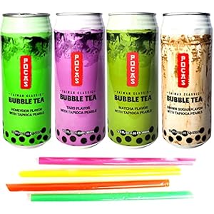 Pocas Bubble Tea with Tapioca Pearls, Variety Pack 8 can(16.5oz) (Taro x2, Brown Sugar x2, Matcha x2, Honey Dew x 2)