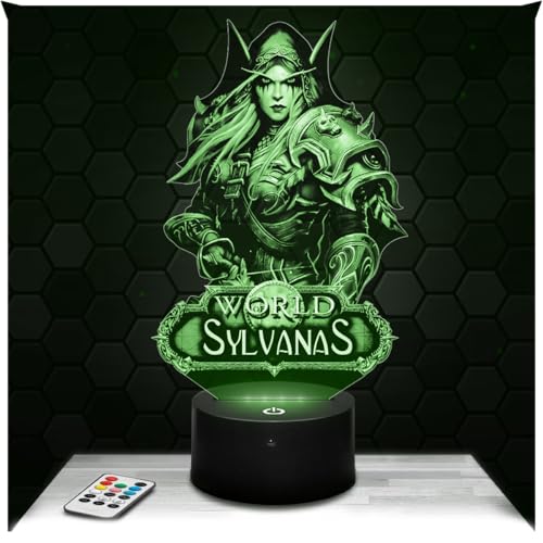 Lampephoto.fr - Lampe 3D Wow Sylvanas, Jeux Vidéo, Cadeau Geek Homme, Gamer, Veilleuse Tactile Led Illusion, Effet Hologramme 3D, Idée Cadeau Noël...