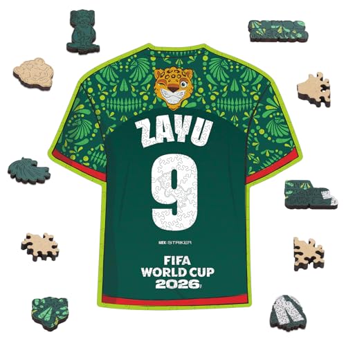 Image of Official FIFA World Cup 2026 ZAYU T-Shirt Puzzles for Adults, 200 Pieces Football Merchandise Wooden Puzzles, Unique Soccer Gifts for Fans, Collectors Puzzle Sports Souvenirs | Wooden Jigsaw Puzzle