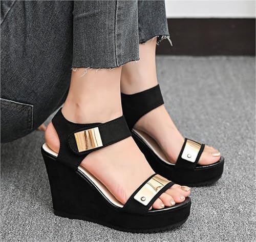 Fish Mouth Wedge Sandals for Women's Retro Ankle Buckle Back Zipper Platform Sandals with Arch Support Ladies Lightweight Non Slip Beach Flip Flops Shoe3