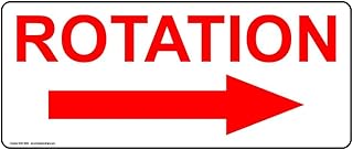 ComplianceSigns.com Rotation (with Right Arrow) Label Decal, 3x1 inch 100-Pack Vinyl for Industrial Notices