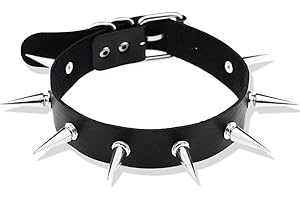 O-Ring Spike Adjustable PU Leather Choker Collar
