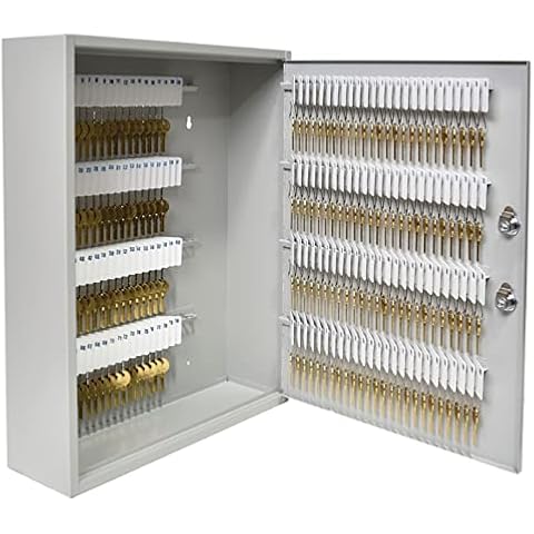 STEELMASTER by Banksupplies 200 Key Cabinet - Dual Lock Control Key Box - Welded 22 Gauge Steel Construction - Scratch Resistant - Write-On Key Tags for Easy Identification Cover