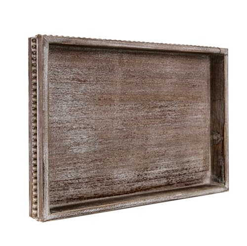 MAONAME Wood Serving Tray, Farmhouse Wooden Tray for Coffee Table,