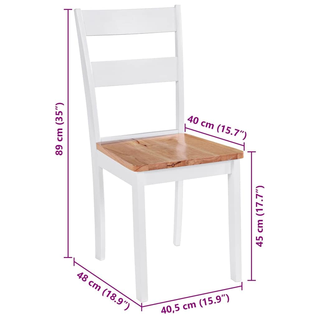 Makastle Chaises à Manger Lot de 6 Bois d'Hévéa Blanc