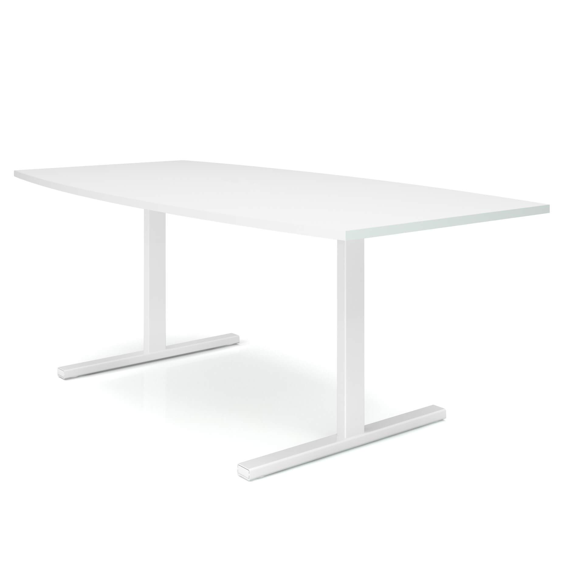 Weber Büroleben GmbH Easy Konferenztisch Bootsform 200x100 cm Weiß Besprechungstisch Tisch, Gestellfarbe:Weiß