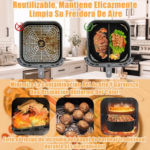 Miniatura 3 de 23cm Molde Silicona Freidora De Aire, 2pcs Caliente Air Fryer Accesorios Para Cosori 5,5l 6l 6,L, Philips Série 2000 6.2l Na230 00, Reutilizables Accesorios Freidora De Aire, Recipiente Air Fryer