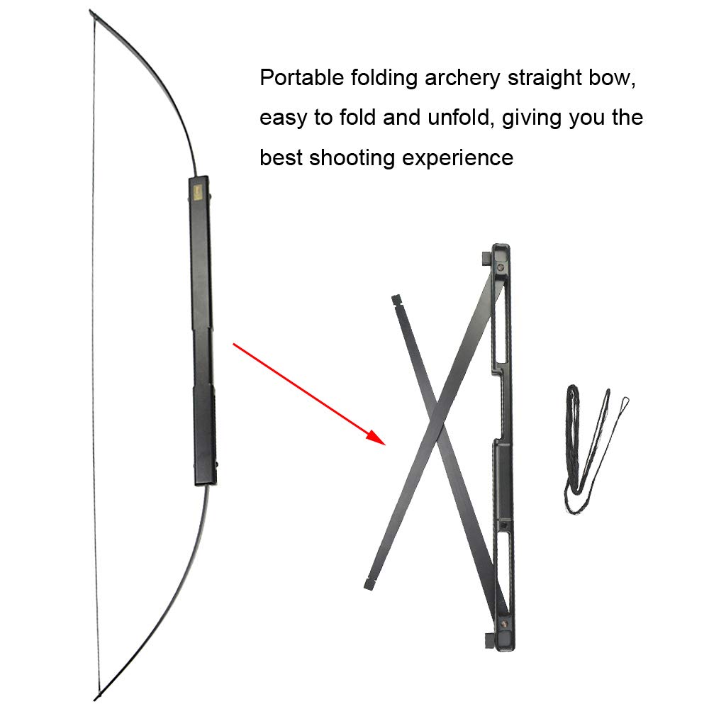 Arco Dritto Pieghevole Portatile per Tiro con l'arco Takedown Arco Ricurvo e Set di Frecce Longbow 35lbs 55lbs per Giovani Adulti Pratica di Tiro al Bersaglio