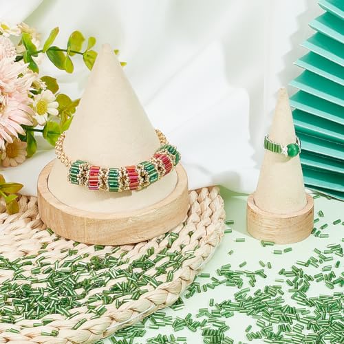 SUNNYCLUE 1 Box 2207pcs Green Glass Bugle Beads Bulk Tube Seed Bead Small Opaque Round Long Tubes Loose Spacer Craft Beads for DIY Bracelet Necklace Earring Crafts jewellery Making Beading Sewing - Image 4