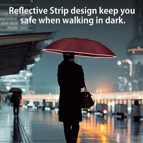 image for Urvoix Travel Umbrella Compact Windproof - Vented Double Canopy Umbrel