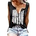 Zilosconcy Maglietta a Maniche Corte Canottiere con Stampa Bandiera Americana per Donna Camicie del 4 luglio T-Shirt Senza Maniche con Foro Anello Magliette patriottiche (Black, L)