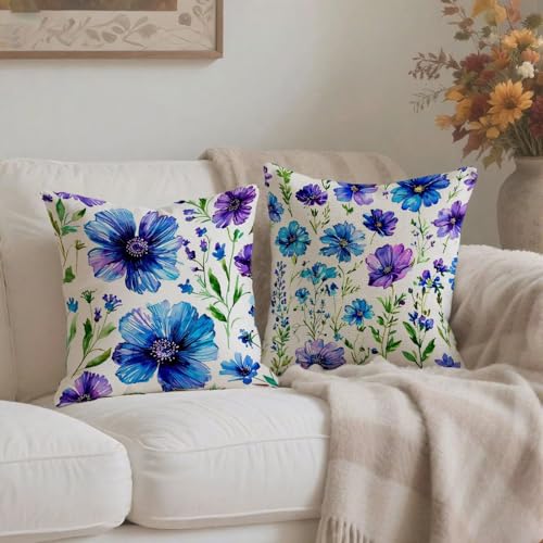 Housse de coussin 55x55cm vintage bleu pour un salon élégant et étanche