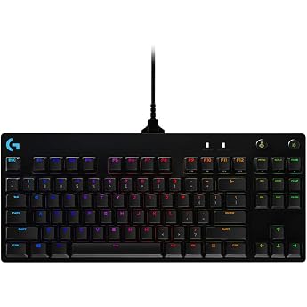 Logitech G PRO TKL mechanical gaming keyboard GX-Blue Clicky switches LIGHTSYNC RGB design with no numeric keypad for e-sports gaming Detachable micro USB cable US QWERTY layout Black US QWERTY Layout - Black
