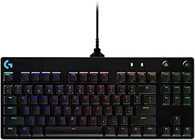 Teclado Mecânico Gamer Logitech G PRO com Layout US, RGB LIGHTSYNC, Design TKL, Cabo Destacável e Switch Exclusivo GX Blue Clicky
