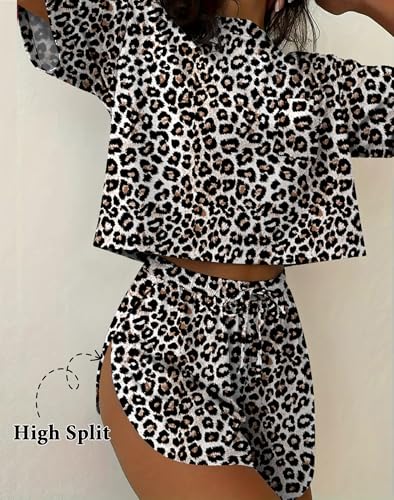 Image of Ekouaer Womens Pajama Sets Sexy Lounge Sets Side Split Short Pj Sets Cute Pjs 2 Piece Comfy Sleepwear Loungewear