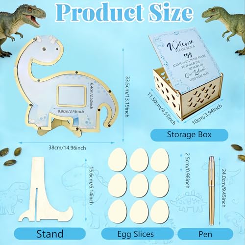 Dinosaur Baby Shower Guest Book Set Blue Dinosaur Baby Shower Decorations - image 3