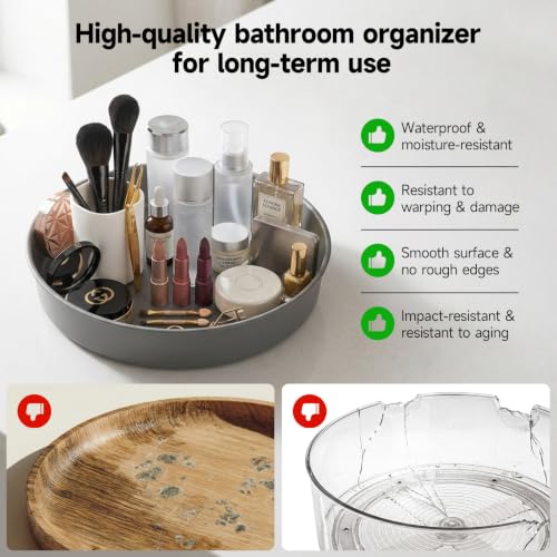 Idymere 2PCS Lazy Susan Turntable Organizer for Cabinet, 9.84'' Metal Rotating Spinning Spice Rack Tray, Round Lazy Susan Kitchen Dining Counter Decor for Pantry Table Top, Fridge, Bathroom Vanity - Image 4