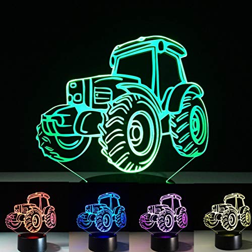 Molly Hieson 3D Car Tractor Truck Night Light Touch Switch Table Desk Optical Illusion Lamps 7 Color Changing Lights Led Table Lamp Xmas Home Love Birthday Children Kids Decor Toy Gift #TOP7
