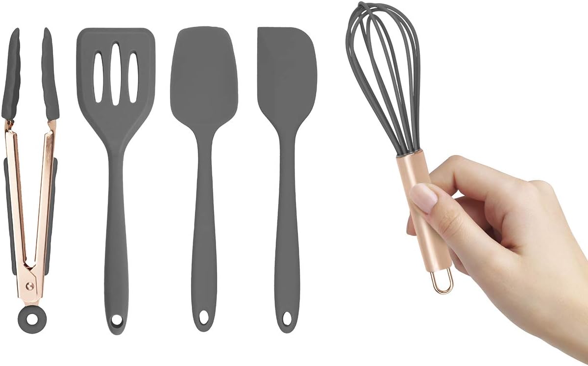 COOK WITH COLOR Silicone Cooking Utensils, Kitchen Utensil Set, Easy to Clean Silicone Kitchen Utensils, Cooking Utensils for Nonstick Cookware, Kitchen Gadgets Set, Mini, Gray COOK WITH COLOR Silicone Cooking Utensils, Kitchen Utensil Set, Easy to Clean Silicone Kitchen Utensils, Cooking Utensils for Nonstick Cookware, Kitchen Gadgets Set, Mini, Gray