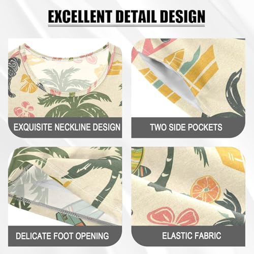 ALAZA Pug Dog Palm Tree Pineapple Pajamas Short Sleeve 2 Piece Sleepwear Top and Bottom Pajama Set Unisex4