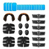 EONDEVO 35Pcs / Set Electroestimulador Muscular, EMS Abdominales Electroestimulacion con 4 Mandos y 20 Almohadillas de Gel, para Abdomen/Brazo/Piernas/Cintura, Hombres y Mujeres
