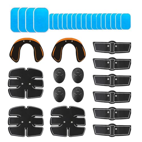 EONDEVO 35PCS / Set Bauchmuskeltrainer EMS Trainingsgerät, EMS Muskelstimulator mit 4 Controller und 20 Gel Pads für Bauch, Arm, Bein EONDEVO 35PCS / Set Bauchmuskeltrainer EMS Trainingsgerät, EMS Muskelstimulator mit 4 Controller und 20 Gel Pads für Bauch, Arm, Bein