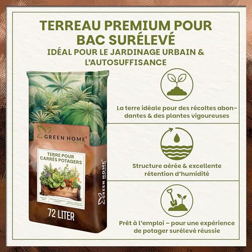 Terreau Carré Potager 72L Green Home avec Perlite et Coco