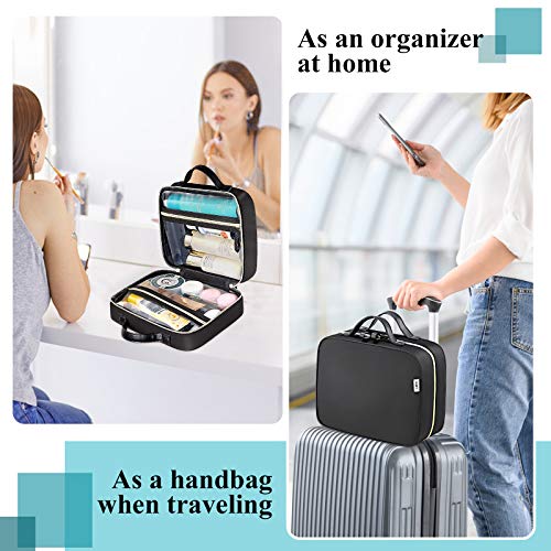 Dimj Cosmetic Bag, Travel Makeup Bag Double-Sided Makeup Case Organizer With Zipper Portable Artist Storage Bag Storage Case For Cosmetics, Brushes, Toiletry (Black) #TOP4