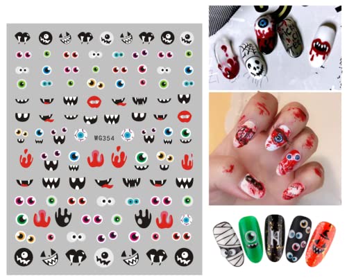 8 Sheets Halloween Nail Art Stickers Decals Self-Adhesive Pegatinas Uñas Cute Ghost Pumpkins Skull Spider Web Nail Supplies Nail Art Design Decoration Accessories #TOP6