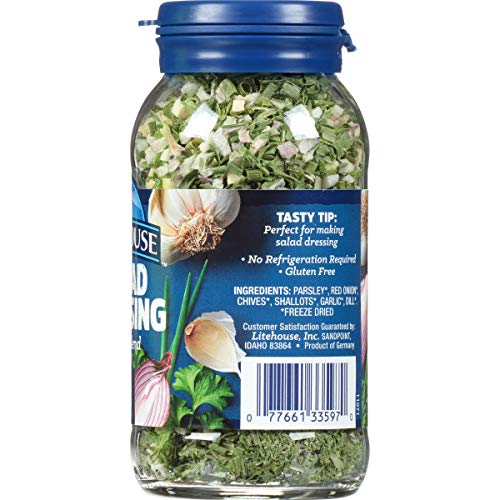 Litehouse Freeze Dried Salad Herb Blend - Substitute for Fresh Salad Herb, Salad Dressing, Organic, Salad Herb Blend Seasoning, Non-GMO, Gluten-Free - 0.42 Ounce 6-Pack