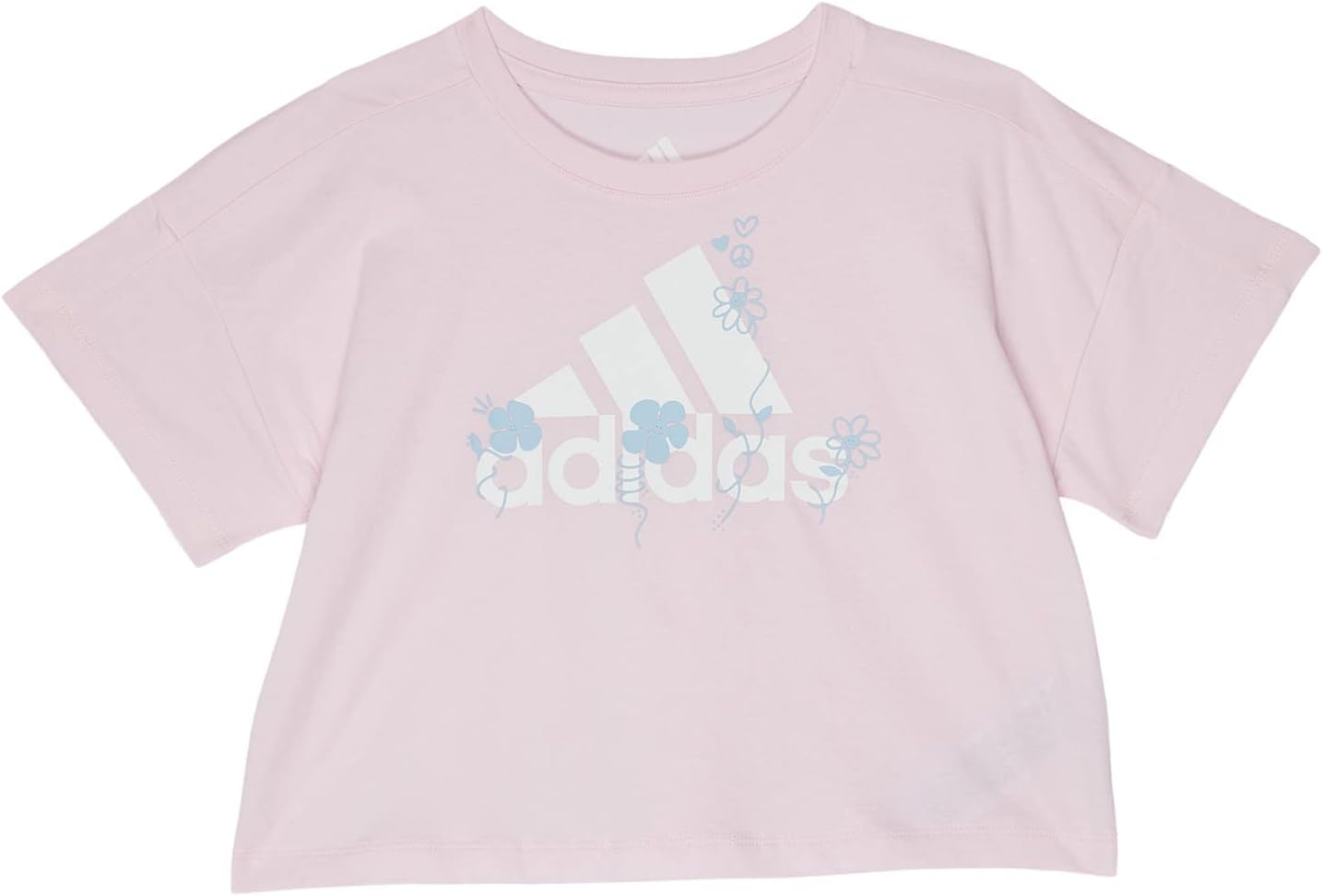 adidas Girl's Short Sleeve Oversized Tee (Toddler/Little Kids) Clear Pink 5 Little Kids