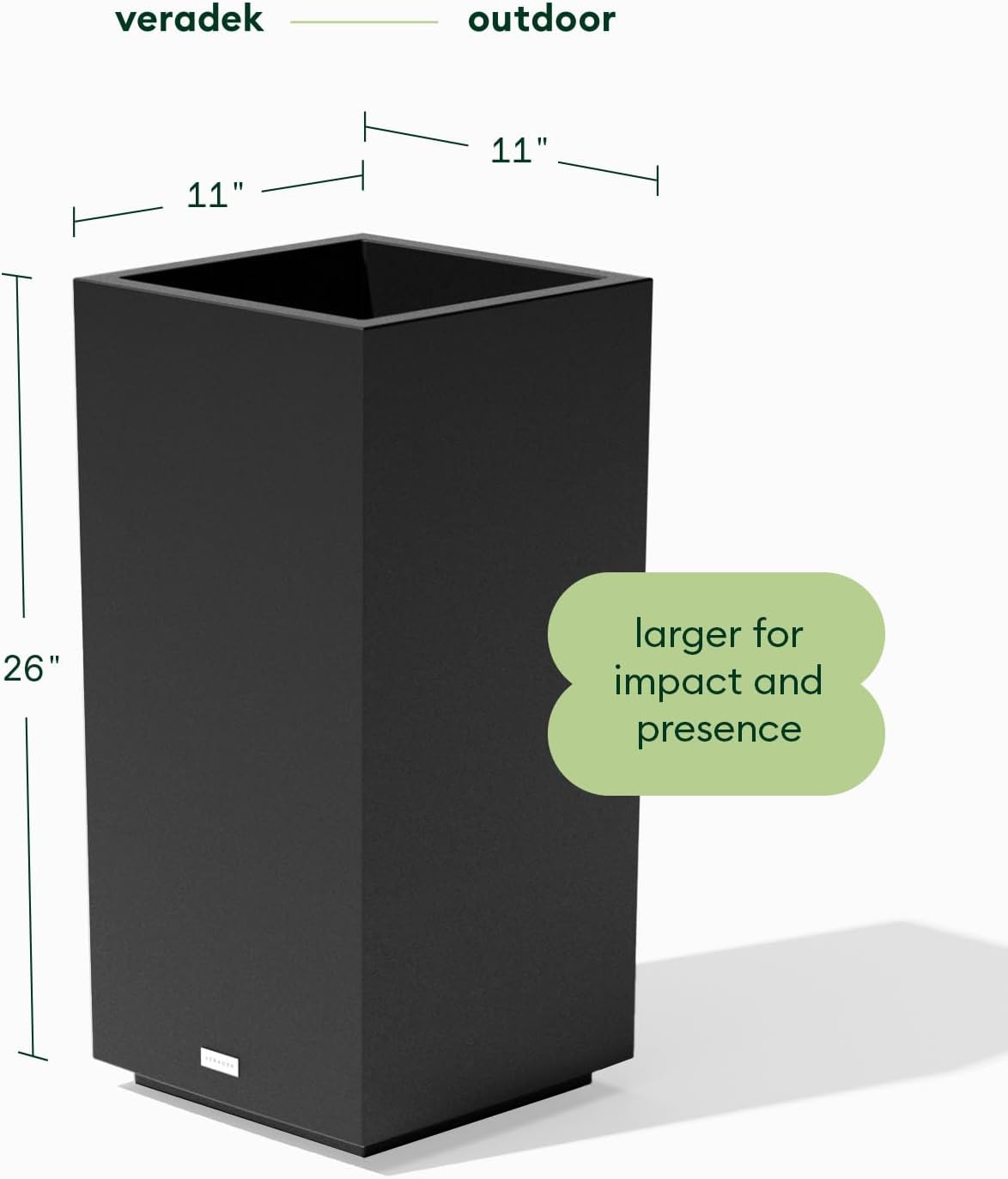 Veradek Block Series Pedestal Planter - Tall Planter for Indoor or Outdoor Front Porch | All-Weather Use with Removable Insert Bucket | Modern Décor for Flowers, Tall Trees, Faux Plants
