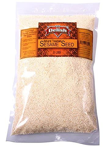It's Delish - Semillas de sésamo enteras tostadas naturales Bolsa a granel de 2 libras Sésamo blanco tostado al horno fresco natural sin gluten
