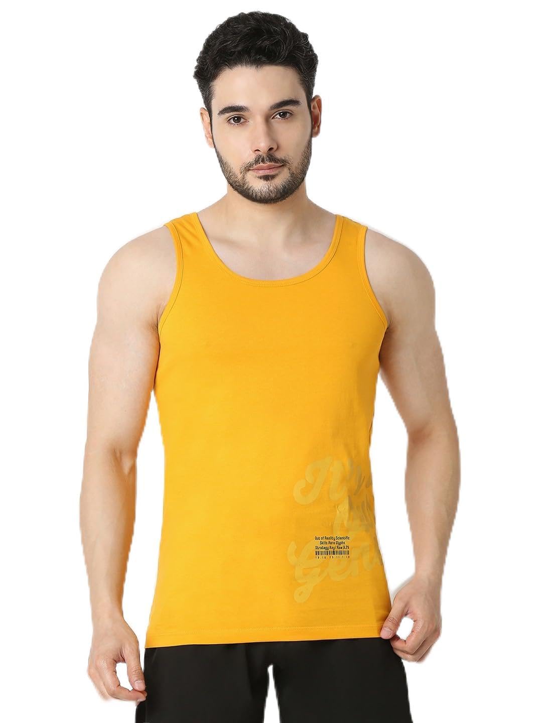 UnderJeans by Spykar Men Chrome Yellow Printed Vests-picture-39