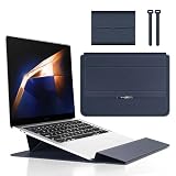 Laptop Sleeve Suitable For Samsung Galaxy Book 6 Pro Ultra 2026 Folio Holder Stand Wrist Rest Pad Mouse Pouch Cable Belt Case(Black,For 15-16inch)