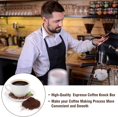 Image of THW Espresso Knock Box,4.8 Inch Coffee Ground Knock Box,Shock-Absorbent Durable Knock Container with Removable Knock Bar and Non-Slip Base Espresso Knock Box Espresso Machine Accessories
