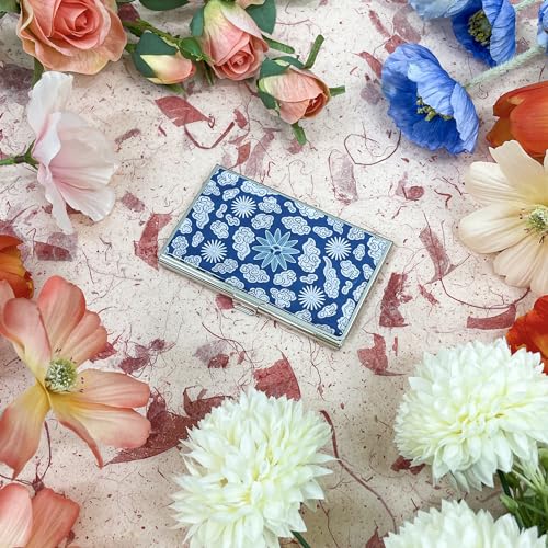 Image of Mother of Pearl Business Card Case Credit Id Name Holder Travel Wallet Art Painting Design Metal Stainless Steel Engraved Slim Purse Pocket Cash Money Wallet (Mum Cloud)