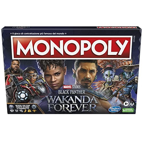 Monopoly Black Panther: Wakanda Forever, Gioco Da Tavolo Per Famiglie, Dagli 8 Anni In Su, Da 2 A 6 Giocatori