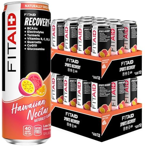Image of FITAID Post Workout Recovery Drink, Hawaiian Nectar, BCAAs, Glucosamine, Electrolytes, Paleo, Vegan & Gluten-Free, No Artificial Sweeteners, Naturally Flavored, Vitamins B, C, D3, E, Turmeric