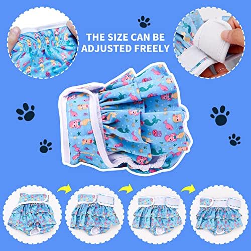 Reusable Dog Nappies,3 Pcs Female Pet Dog Cat Nappies,Super Absorbent Washable Dog Period Pants,Skirt Design Dog Season Pants Dog Diapers for Dogs in Heat,Period,Incontinence,3 Designs(S)
