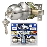 CONSTRUCTOR Chronos Entry Door Knob, Universal Keyed Lock Handle Set (Satin Nickel)