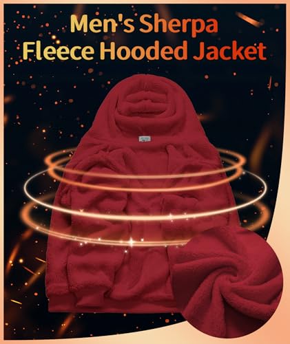 Mens Fleece Hoodies Zip Up Warm Thick Winter Jacket - image 4