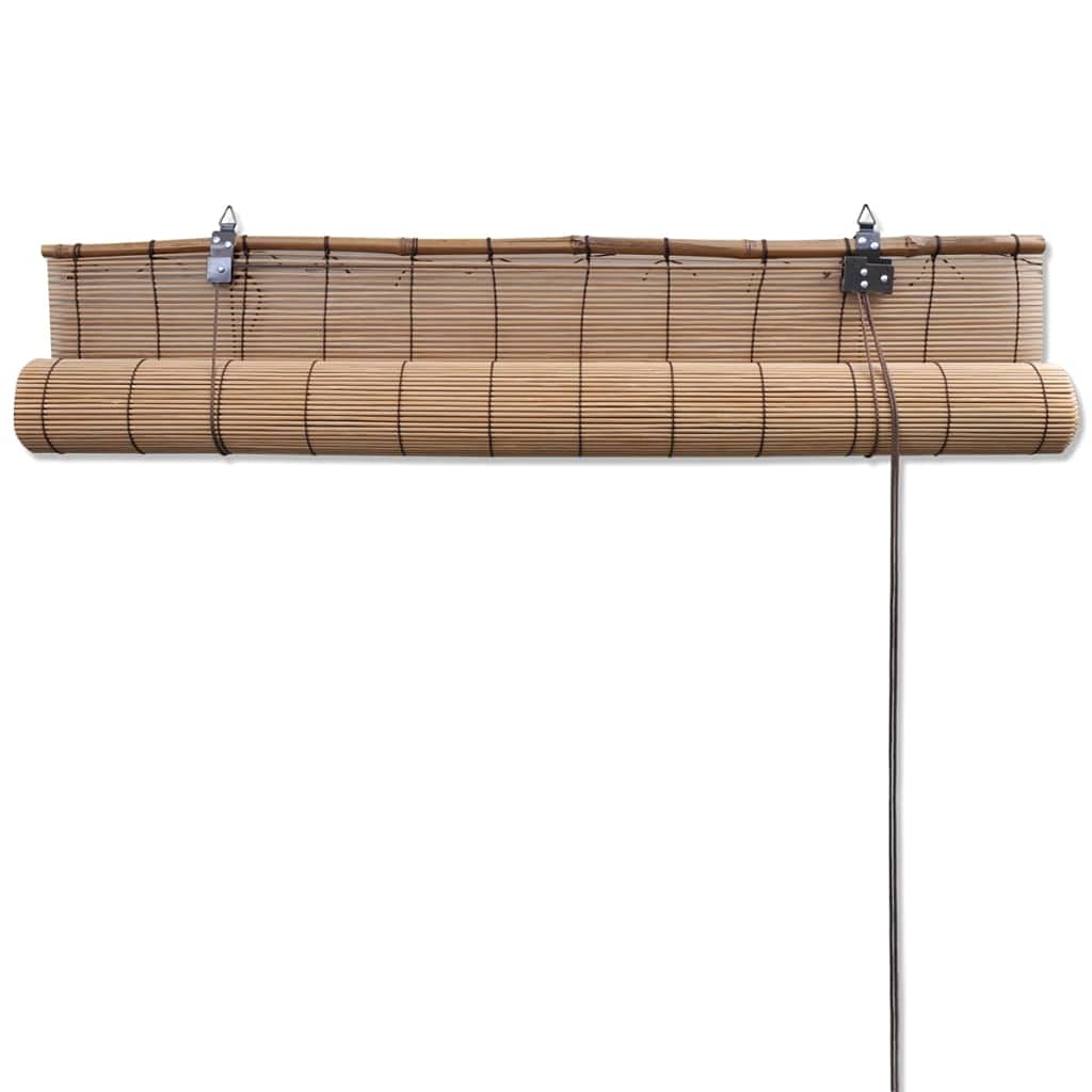 Lot de 2 stores enrouleurs en bambou - 120 x 220 cm - Marron - Protection solaire naturelle - Sans perçage - Translucide - Facile à nettoyer - Pour salon, chambre à coucher, bureau